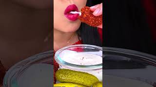 Hot Cheetos Mozzarella Sticks asmr food eating shorts [upl. by Yrdua]