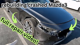 Rebuilding Crashed Mazda3 Hatchback  CLEAN TITLE [upl. by Eicyaj]