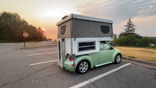 Camping in my Small Car for the First time  Overnight in Popup Tent [upl. by Ytineres]