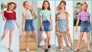 Kids Skirts New Skirt Design little girls Denim Skirts 2022  skirt ideas  kids skirt top design [upl. by Thgiled220]