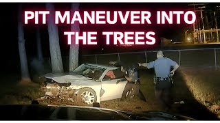 PIT Maneuver into the trees Dodge Avenger flees Arkansas State Police pursuit chase pit [upl. by Westberg]