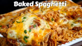 How To Make THE BEST Baked Spaghetti  Easy amp Cheesy Spaghetti Recipe MrMakeItHappen [upl. by Javler325]