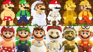 Super Mario Odyssey  All 8Bit Mario Costumes amp Hats [upl. by Ranee]