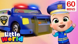 Police Car Song  Safety   More Kids Songs amp Nursery Rhymes by Little World [upl. by Herbie]