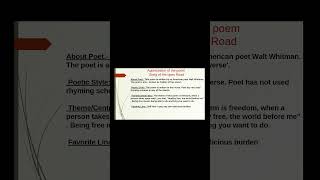 Class 12th  English  Song of open Road  Poem Appreciation  shorts [upl. by Pascal]