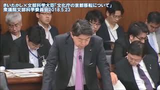 きいちゃんねる29 文化庁の京都移転 衆議院文部科学委員会20180523 [upl. by Yenaiv631]