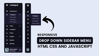 Responsive Dropdown Sidebar Menu using HTML CSS and JavaScript  Side Navigation Bar [upl. by Felike]