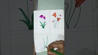 Beautiful flower Painting  4 types of flowers Painting shorts flowers viralvideopainting short [upl. by Tildie]