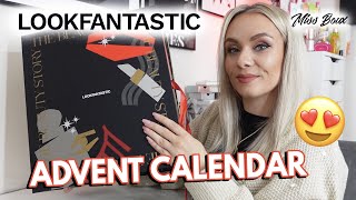 LOOK FANTASTIC BEAUTY ADVENT CALENDAR UNBOXING 2022 amp DISCOUNT CODE  £95 WORTH £500 AD MISS BOUX [upl. by Titos]