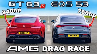 840hp AMG GT v 760hp AMG EQS DRAG RACE [upl. by Alahs]