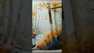 The roughness of Autumn in the forest in Watercolor [upl. by Lupiv]