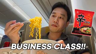 Eating Korean Food at 30000 Feet Asiana Airlines Business Class Review [upl. by Maud]