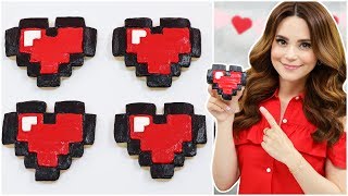 PIXEL HEART CINNAMON COOKIES  NERDY NUMMIES [upl. by Euqirne676]