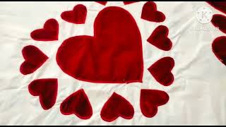 Heart shape design  aplik embroidery design bedsheet [upl. by Ruosnam80]