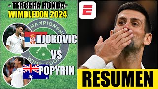 Novak Djokovic vs Alexei Popyrin  RESUMEN  HIGHLIGHTS  Tercera Ronda  Wimbledon 2024 [upl. by Fang]