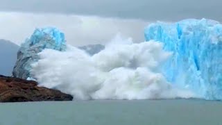 INCREDIBLE COLLAPSE triggered by glacier calving in Perito Moreno Patagonia Argentina  Glacier [upl. by Arsuy]