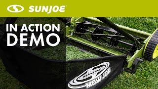 MJ500M  Sun Joe Mow Joe 16Inch Manual Reel Mower with Catcher  Live Demo [upl. by Hsuk]