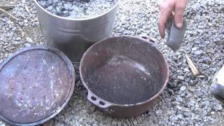 Restoring a cast iron roasting pot [upl. by Mechling]