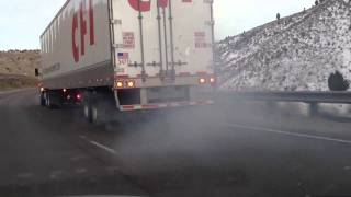 Semi truck smoking brakes down hill [upl. by Waki958]