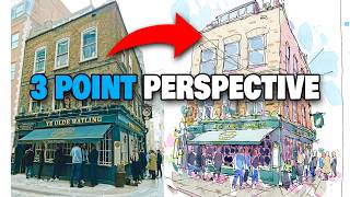 Urban Sketching 3 POINT PERSPECTIVE For Beginners [upl. by Grayson]