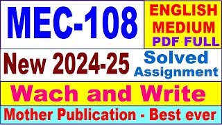 MEC 108 solved assignment 202425 in English  mec 108 solved assignment 2025  mec108 202425 [upl. by Nibor]