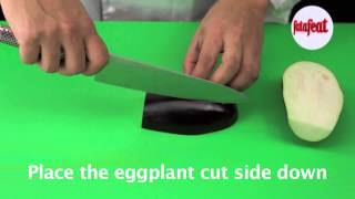 Lesson Cutting eggplant to big dice  Fatafeat Academy  Fatafeat [upl. by Andrews]