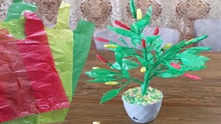 How to make Chili Decorations from Plastic bag [upl. by Savannah]