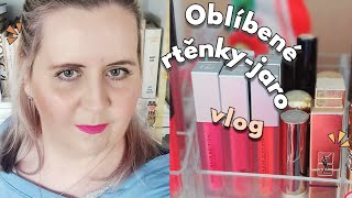 VlogMoje oblíbené rtěnky na jaroKteré barvy jsou TOP♥️⚘️🌷kosmetika vlog [upl. by Bearce]