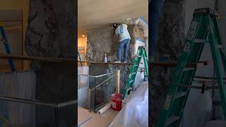 Rock wall installation Day 2 homerenovation rockwall [upl. by Ecirtel894]