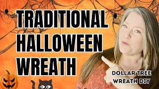 Traditional Halloween Wreath DIY  Dollar Tree Deco Mesh Halloween Wreath Tutorial [upl. by Maddock]