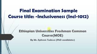 Inclusiveness Final Examination Sample Tutor in Amharic [upl. by Seiber897]