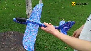 35CM DIY Hand Throw Flying Glider Planes Toys For Children Foam Aeroplane Model  Gearbestcom [upl. by Haelak]