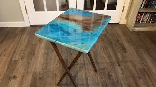 TV Tray Makeover DIY Epoxy Resin Pour  Step by Step Tutorial [upl. by Masha]