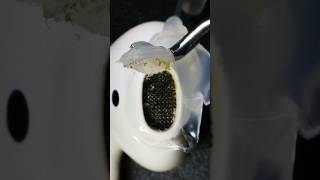 Cleaning AirPods with hot glue cap  don’t try this ⚠️ asmr satisfying waitforit cleaning [upl. by Annocahs]