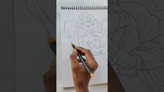 Outline Tutorial of Mitsuri Drawing From Demon slayer ✨ shorts demonslayer [upl. by Zahc]