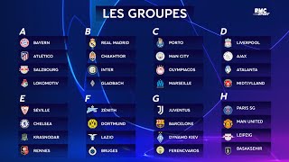 Ligue des champions  Le tirage des groupes 20202021 avec le PSG lOM et Rennes [upl. by Irelav]