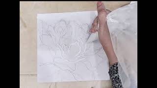 texture art full tutorial  flower painting with modelling paste  how to apply texture on canvas [upl. by Hnid]