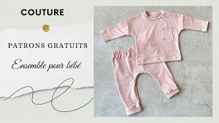 COUTURE  Ensemble pour bébé  Patrons gratuits Rowan Tee de Misusu et Legging de Ohmotherminediy [upl. by Thorpe]