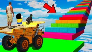 SHINCHAN AND FRANKLIN TRIED THE IMPOSSIBLE COLORFUL LONG STAIRS PARKOUR CHALLENGE GTA 5 [upl. by Gans]