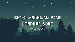 Ghor Bandhilam Pran Bondhur Sone  No music  Only Vocal  Bangla Song without music [upl. by Hintze]