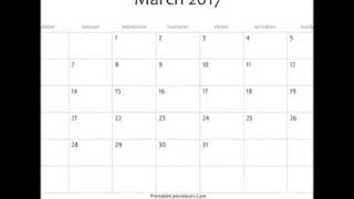 Free March 2017 Calendar Printable with US Holidays and moonphases [upl. by Assiron]