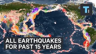 Animated map all earthquakes of the past 15 years [upl. by Kroo]