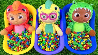 2 Minutes Satisfying with ASMR Mixing Candy amp Funny Make Up in Three Bathtubs with MampMs Slime Video [upl. by Annayat]