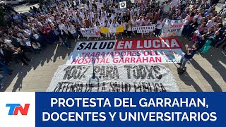 Trabajadores del Garrahan docentes y estudiantes universitarios protestan en Plaza de Mayo [upl. by As]