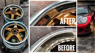 how to Restore curbed polished rims  curb rash repair [upl. by Nauqyaj84]