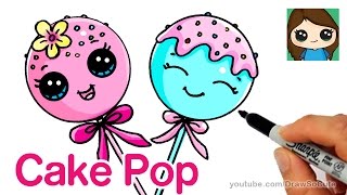 How to Draw Cake Pop Easy  Cute Cartoon Food [upl. by Barris]