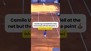 Camilo Ugo Carabelli fell at the net but they still won the point 🎪 shorts tennis atpchallenger [upl. by Lavinie]