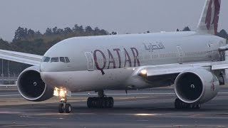 Qatar Airways Boeing 777200LR A7BBC Landing at NRT 34R [upl. by Everson]