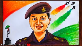 gallantry award winner drawing veergatha drawing Mitali Madhumita drawing with oil pastel colour [upl. by Held]