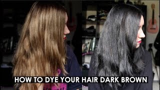 HOW TO DYE YOUR HAIR DARK BROWN OR BLACK  Rocknroller [upl. by Christiane]